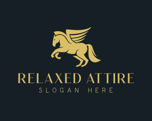 Gold Winged Horse Pegasus logo design