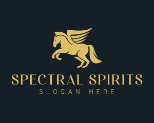 Gold Winged Horse Pegasus logo design