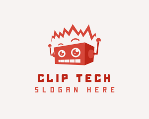 Cartoon Tech Bot logo design