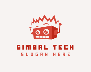 Cartoon Tech Bot logo design