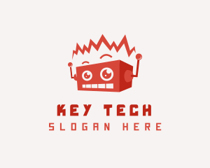 Cartoon Tech Bot logo design