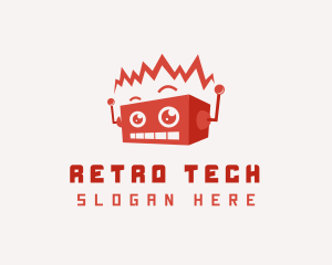 Cartoon Tech Bot logo design