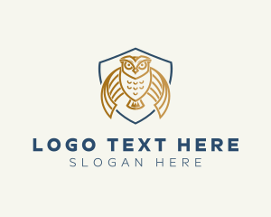 Sleep - Owl Shield Crest logo design