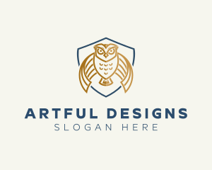 Owl Shield Crest logo design