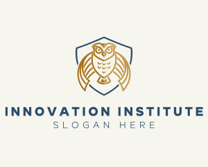 Institute - Owl Shield Crest logo design
