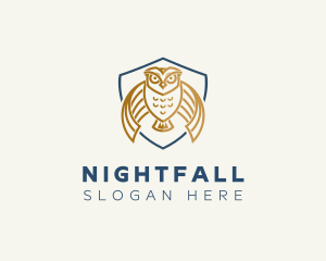 Nocturnal - Owl Shield Crest logo design