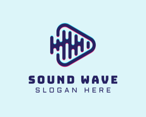 Volume - Glitch Music Play Button logo design