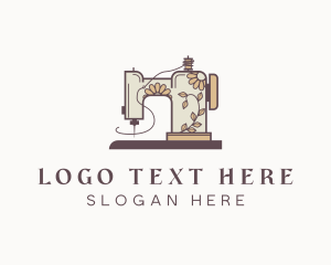 Retro - Floral Sewing Machine logo design