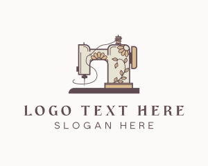 Sewing Machine - Floral Sewing Machine logo design