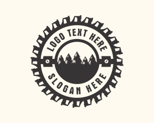 Saw - Pine Tree Lumberjack logo design