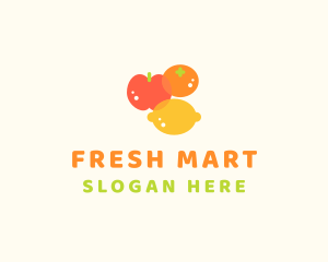 Supermarket - Orange Apple Lemon Fruit logo design