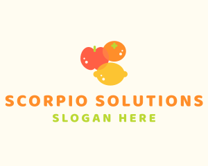 Orange Apple Lemon Fruit logo design