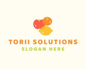 Orange Apple Lemon Fruit logo design