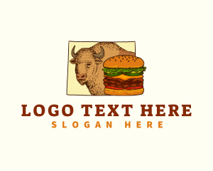 Map - Wyoming Bison Burger logo design