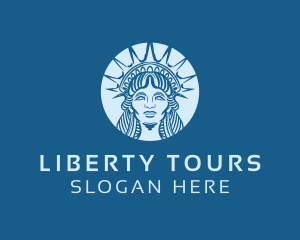 Statue Of Liberty - Lady Liberty Head Crown logo design