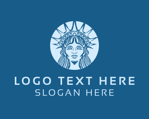 Statue Of Liberty - Lady Liberty Head Crown logo design