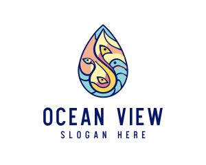 Ocean Fish Sea Water logo design