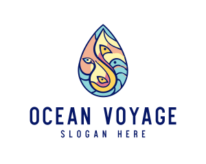 Ocean Fish Sea Water logo design