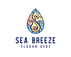 Ocean Fish Sea Water logo design