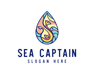 Ocean Fish Sea Water logo design