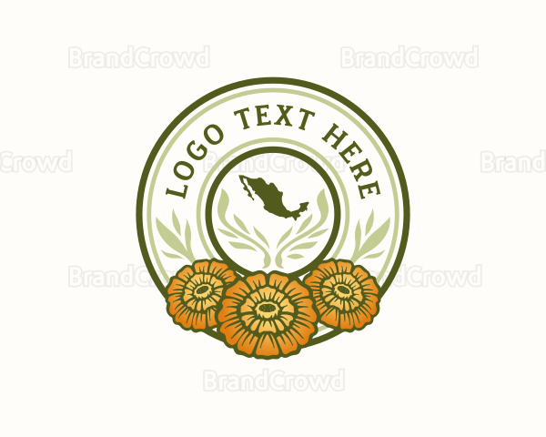 Mexican Marigold Flower Logo