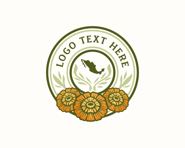 Map - Mexican Marigold Flower logo design