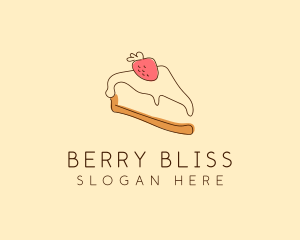 Strawberry - Strawberry Cheesecake Slice logo design