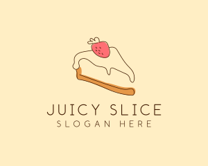 Strawberry Cheesecake Slice logo design