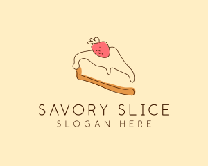 Strawberry Cheesecake Slice logo design