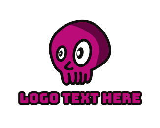 Pink Cartoon Skull Logo