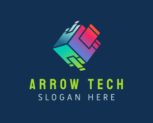 Gradient Tech Cube  logo design