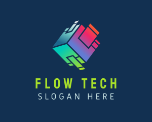 Gradient Tech Cube  logo design