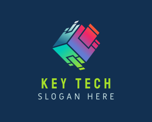 Gradient Tech Cube  logo design