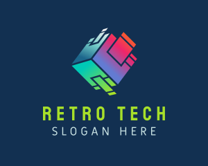 Gradient Tech Cube  logo design