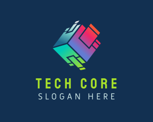 Gradient Tech Cube  logo design