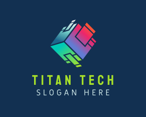 Gradient Tech Cube  logo design