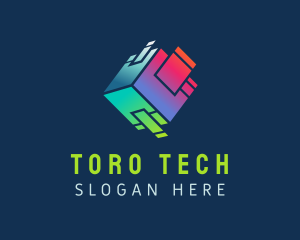 Gradient Tech Cube  logo design