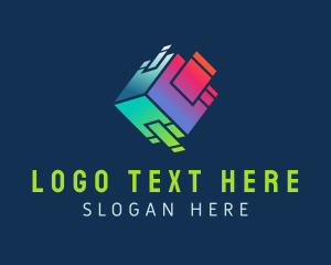 Colorful - Gradient Tech Cube logo design