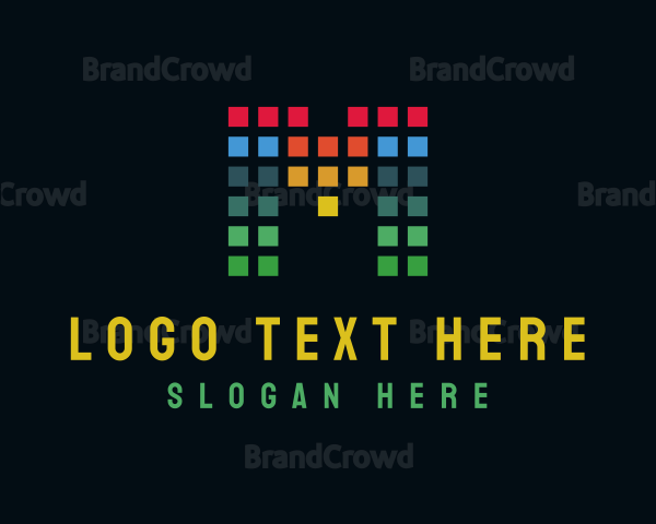 Colorful Pixel Letter M Logo