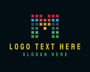 Text - Colorful Pixel Letter M logo design