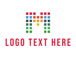 Theatre - Colorful Pixel Letter M logo design