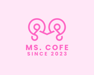 Pink Cursive Letter M logo design