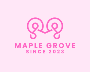 Pink Cursive Letter M logo design