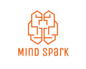 Orange Brain Circuit logo design