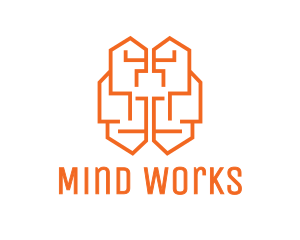 Orange Brain Circuit logo design