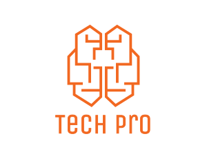 Processor - Orange Brain Circuit logo design