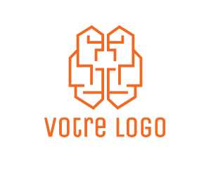 Programming - Orange Brain Circuit logo design