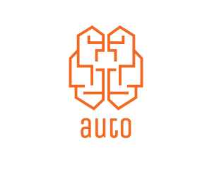 Processor - Orange Brain Circuit logo design