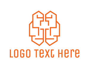 It - Orange Brain Circuit logo design