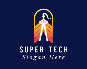 Super - Female Superhero Lady logo design